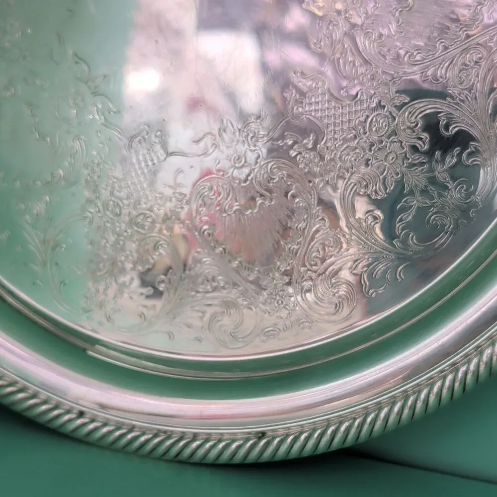 Castleton International Silver Company Round Silverplate Tray 10